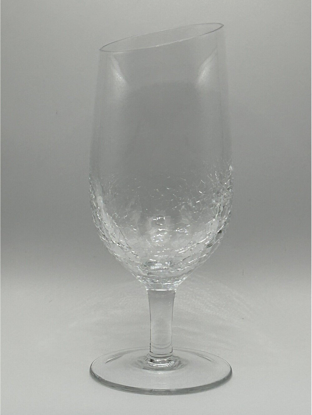 Vintage Pier 1 Clear Crackle Slant Rim Stemmed Goblet Replacement 00’s EUC